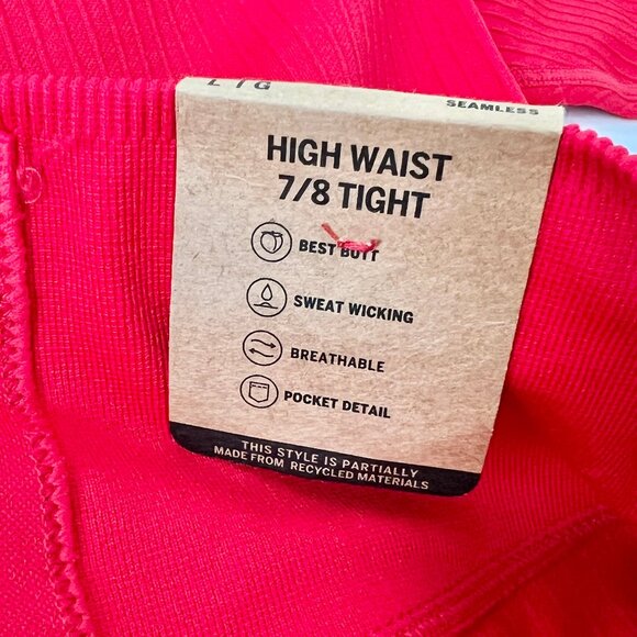 NWT Victoria's Secret PINK Active Seamless 7/8 Waistband Pocket Red Leggings Lg - Picture 8 of 12